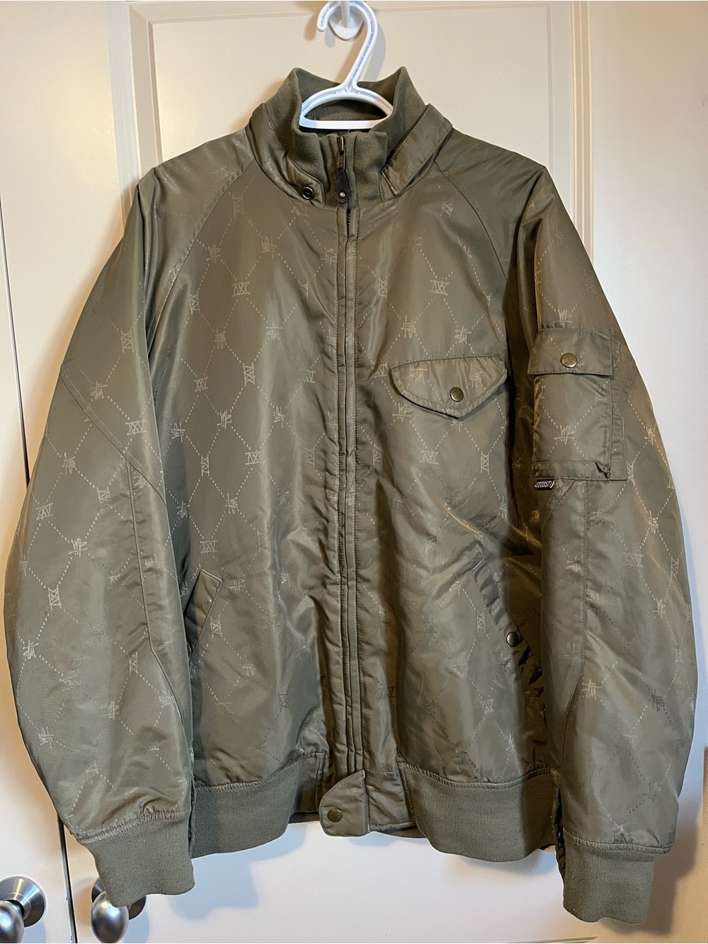 Stussy Monogram Nylon Bomber Style Jacket Size XL